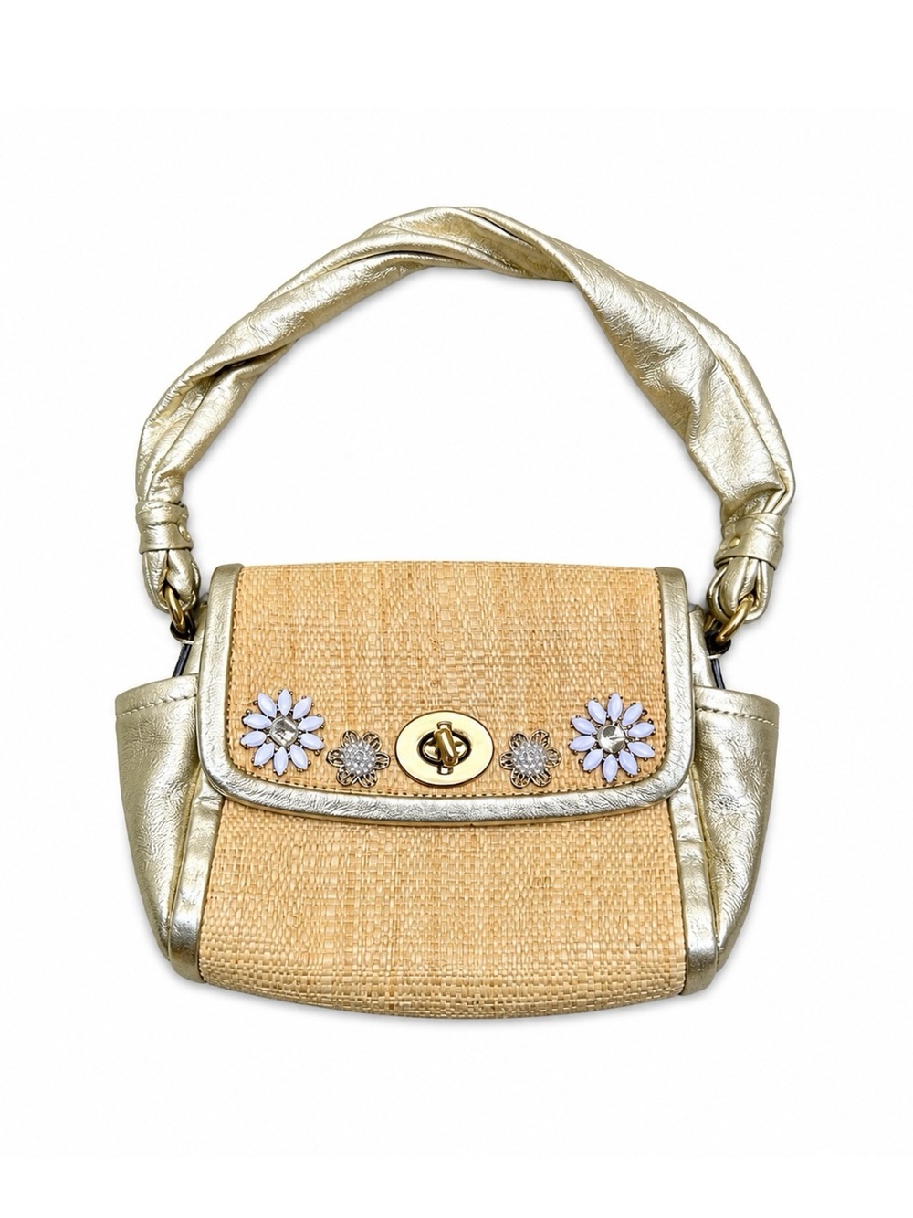 42475 Coach Straw 2008 Summer Collection with Floral Appliqué